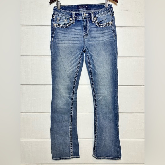 Miss Me Bootcut Medium Wash Jeans Sz28 Y2K Western Mid Rise - Picture 2 of 13